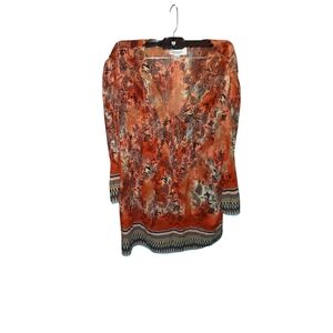Dressbarn Coral and Black Paisley Blouse